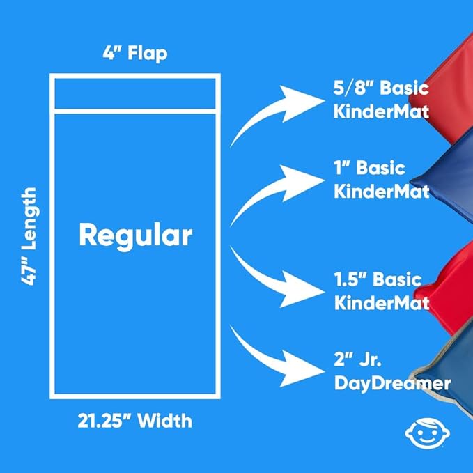 KinderMat, 5/8" Thick, 4-Section Rest Mat, 45" x 19" x 5/8", Red/Blue, Great for School, Daycare, Travel, and Home, Made in The USA