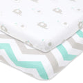 Bassinet Sheets 20x30 Inch for Graco Travel Lite Crib, Sense2Snooze, My View 4 in 1, Dream Suite and Guava Bassinet – 100% Jersey Cotton Fitted Sheets – Grey, Mint – 2 Pack