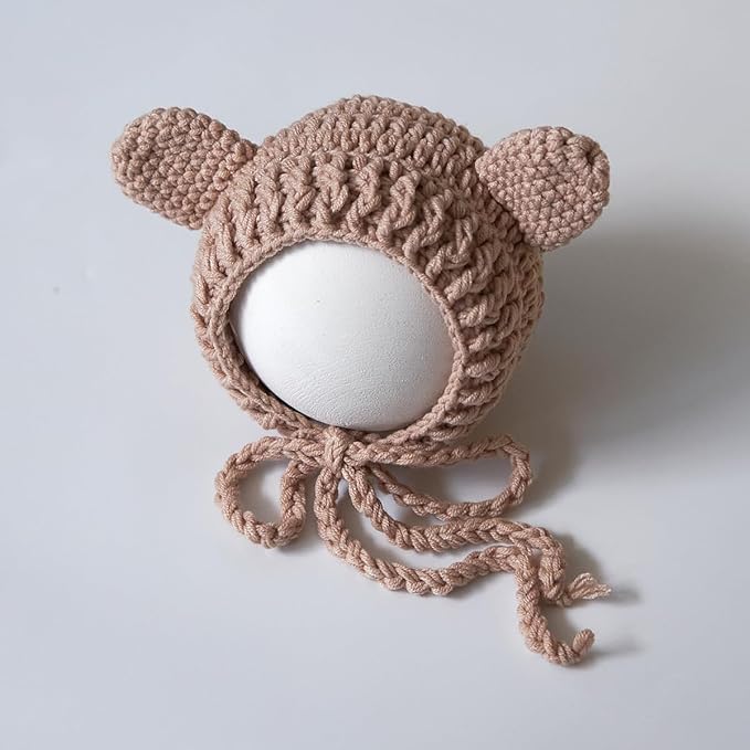 Zeroest Newborn Photography Outfits Boy Girl Bear Props Baby Photoshoot Crochet Bonnet Stuffed Animals for Newborn Photo