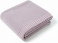 Baby Knit Blanket Soft Cotton Lightweight Newborn Blanket for Crib Stroller Toddler Nursery Shower Gift Cozy Breathable Travel Swaddle Wrap Lilac 30 x 30 Inches