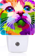 Colorful Cat Night Light,Plug Into Wall Decor for Stairway,Hallway,Kitchen,Dusk to Dawn Sensor Nightlights for Boys/Girls/Women/Men Room Gifts