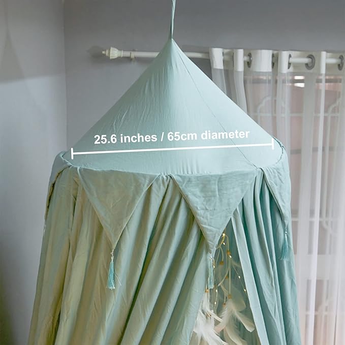 Bed Canopy for Girls, Kids Bed Curtain Bed Room Decor Hanging House Castle Reading Nook Dream Tent Full Queen Size(Green)