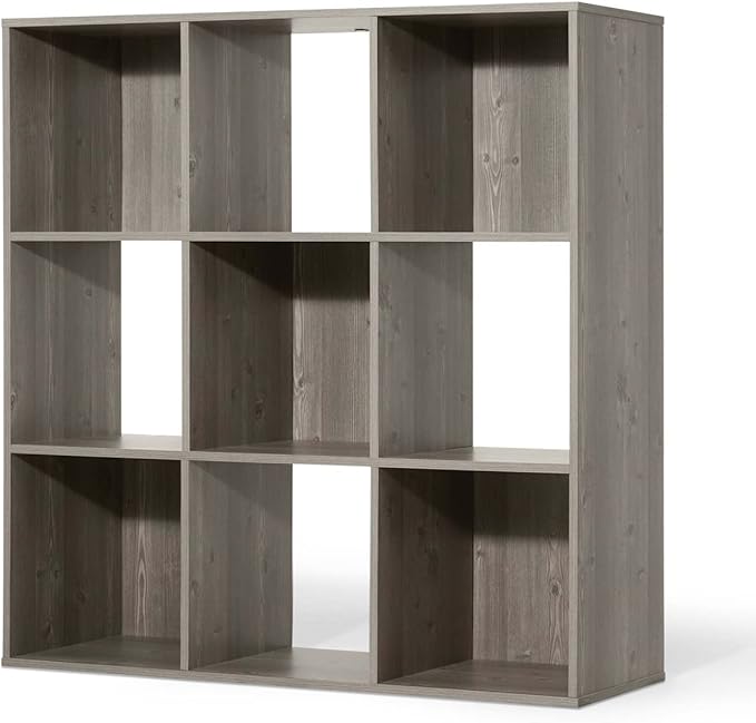 CAPHAUS Sturdy Room 11-Inch Cube Storage Organizer Shelf, with Thick Exterior Edge, Shelf Divider w/Back, Bookcase, 6-Cube / 8-Cube 9-Cube, Colors Available in Rustic Grey Oak and White