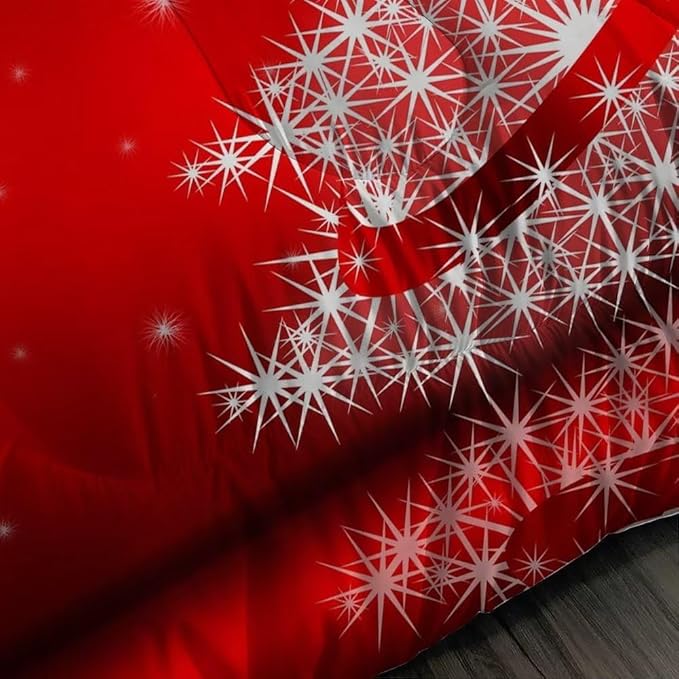 kxry Merry Christmas Comforter Set Santa Claus Deer Christmas Tree Galaxy Red Bedding Quilt Twin Size for Girls Boys Kids 1 Comforter + 1 Pillow Case