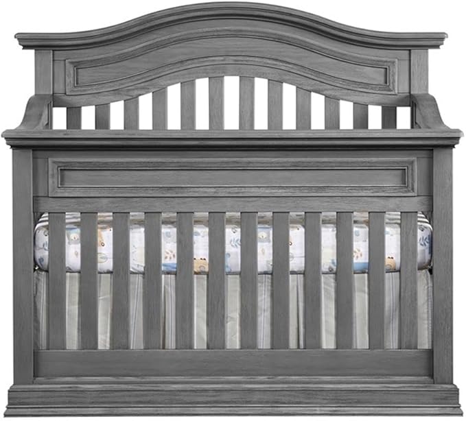 Pemberly Row Modern Wood 4 in 1 Convertible Crib in Graphite Gray