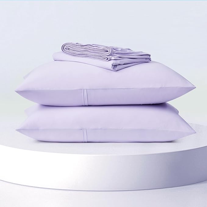Dream Valley® King Size Sheets Set, Cooling Fitted Sheet with 2 Pillowcase-3 PCS with No Flat Sheet,Q-Max > 0.4 Aerocool, Cooling for Night Sweats, Hot Sleepers,deep Pocket up to 15",Lavender Fog