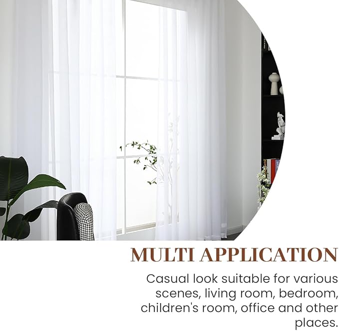 Dreaming Casa White Sheer Curtains 102 Inches Long, Rod Pocket & Back Tab Light Filtering Textured Sheers for Living Room Bedroom, 2 Panels, Each 100" W x 102" L