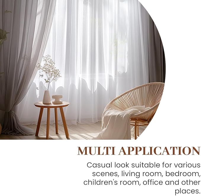 Dreaming Casa Grey Sheer Curtains 96 Inches Long, Rod Pocket & Back Tab Light Filtering Textured Sheers for Living Room Bedroom, 2 Panels, Each 100" W x 96" L