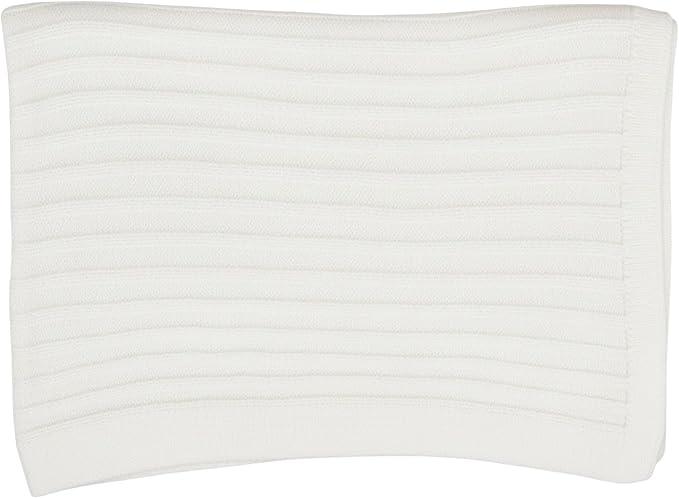 Baby Knit Blanket, 100% Cotton Ribble Patterns, Soft, Cozy, Lightweight Swaddle for Newborn & Infant Swaddling Beige Neutral, Perfect Baby Shower Ideas White 30x40