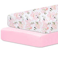 Little Grape Land Pack and Play Sheets Mini Crib Sheets Soft Breathable Pack N Play Sheets, Playard Fitted Sheet 2 Pack Stretchy Fits 38"x26" Playard Mattress, Pink Floral
