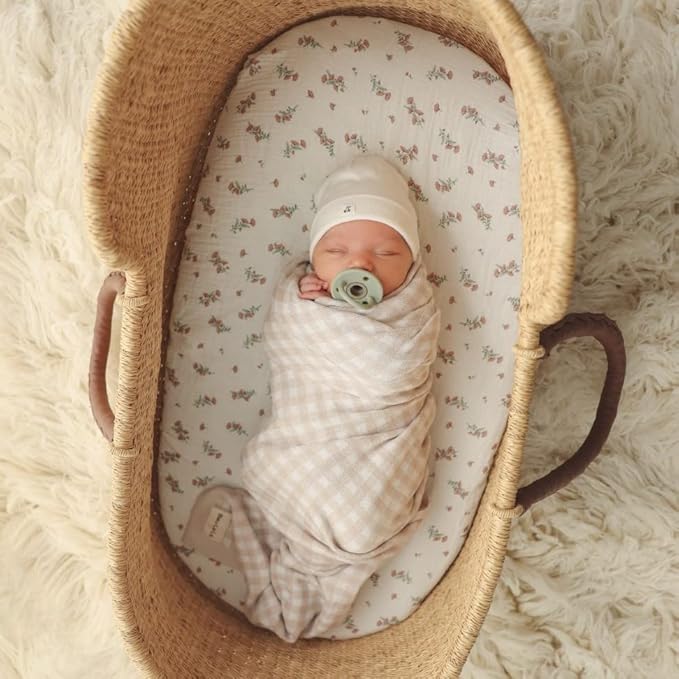 Luxury Knit Plaid Receiving Baby Blanket - 100% Soft Fine Cotton Receiving Swaddle Stroller Nursery Blanket Shower Baby Gift Registry for Newborns Toddlers Boys & Girls (Plaid - Grey)