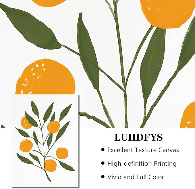 LUHDFYS Abstract Lemon Orange Canvas Painting Watercolour Citrus Fruit Poster Boho Kitchen Wall Art Botanical Picture Home Room Decor Frameless (12x16Inch Unframed)