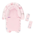 GFU Baby Car Seat Head Support for Newborn, 2 in 1 Infant Car Seat Head Body Support with Strap Pads, Soft Stroller Cushion Pillow Insert for Girls, Fits for Stroller, Swing, Pink Stars