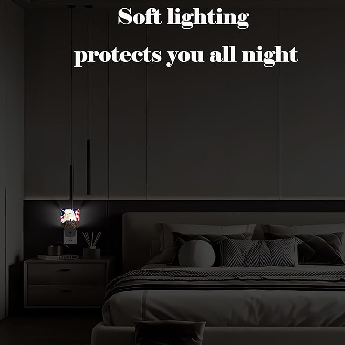 American Bald Eagle Night Light,Plug Into Wall with Dusk to Dawn Light Sensors, Warm Nightlights for Bedroom, Bathroom, Hallway, Kitchen, Gifts Ideal for Boys Girls Women Men