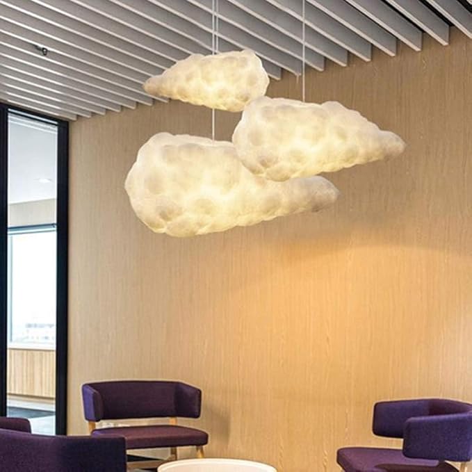 Cloud Chandelier, Modern White Cloud Pendant Light Fixture with 3 LED Bulbs for Bedroom, Nursery, Kids Room, Playroom, Living Room, Dining Room, Farmhouse, Contemporary Style(23.62")