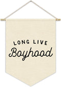 Boy Room Decor,Long Live Boyhood Canvas Banner Nursery Playroom Wall Decor for Boys Bedroom Toddler Decorations Teen Boy Room Decor,Playroom Decor Wall Hanging Flag 15x11 Inch（White)