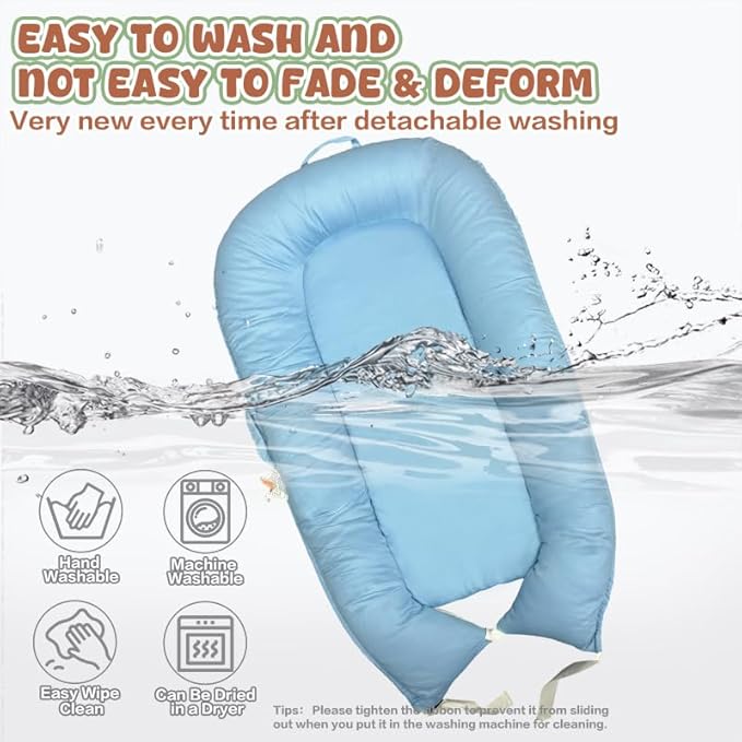 JIFTOK Baby Nests Lounger for Newborn, Snuggle Bassinet for 0-24M, Breathable Portable Co Bed, Baby Essentials Adjustable Infant Soft Cotton Loungers for Home & Travel -Car