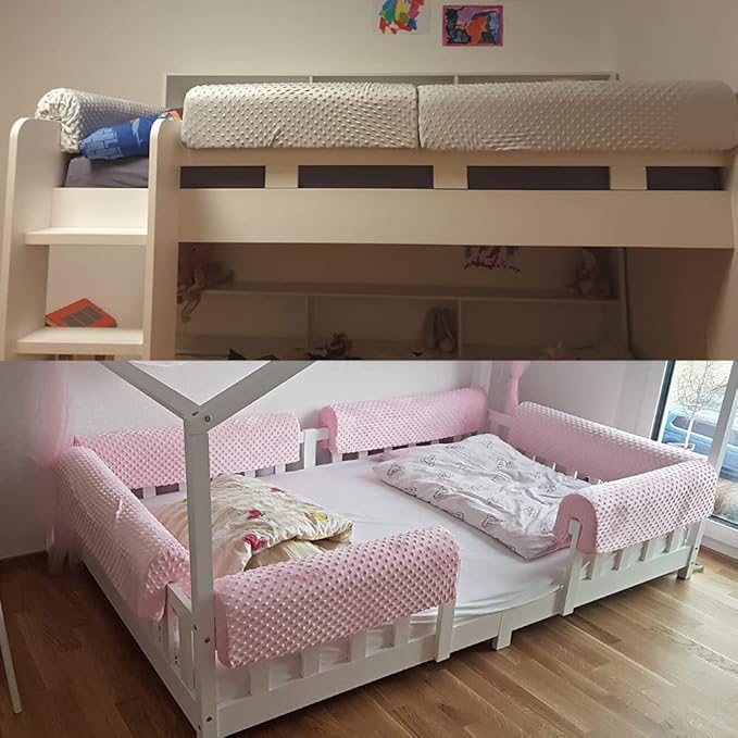 Wonder Space Toddlers' Bed Rail Bumpers Protecter - Children's Bed Guardrail Padding - Anti-Collision | Increased Height | Fall Prevention - Easy InstallEnhanced Safety Mostly Fit (3ft, Pink)