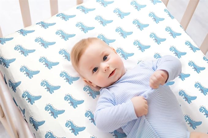 4 Pack Soft Baby Boy Crib Sheets for Standard Crib Mattress Dinosaur Star Cloud Soft Neutral Unisex Fitted Crib Sheets Set for Baby Boys