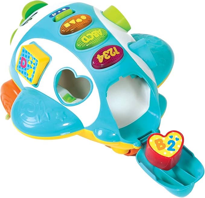 Musical Shape Sorter Plane, Pull-Along Toy - Talking and Singing Airplane Toy with Music for Toddlers and Kids, Ages 12 Months+