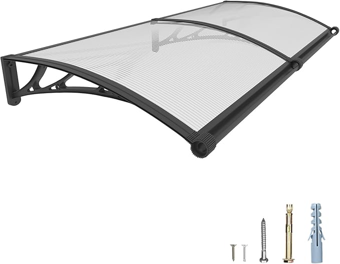 40''*60'' Window and Door Exterior, UV/Rain/Snow/Sunlight Protection Sheet,UPF 50+ Polycarbonate Overhang Canopy,House Overdoor Awnings for Door Entrance Outside/Patio/Porch/Deck