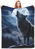 Snowy Mountain Wolf Blanket Gifts Moonlit Night Wolves Flannel Throw Blankets for Home Decor Couch Bed Sofa Soft Fuzzy Lightweight for All Season 50x40 Inches