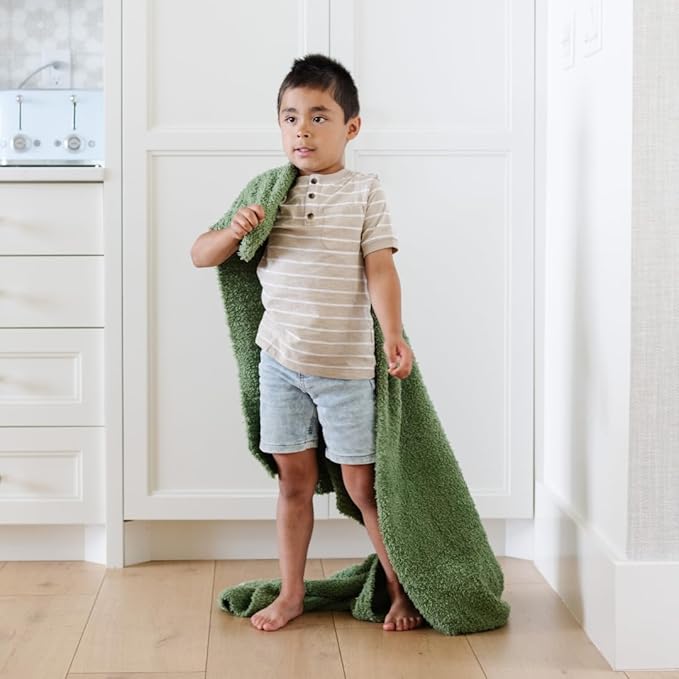 SARANONI Bamboni Baby Blanket | Luxury Plush Super Soft Blanket | Breathable Comfy Blankets for Kids and Teens | Olive - 40" x 60"