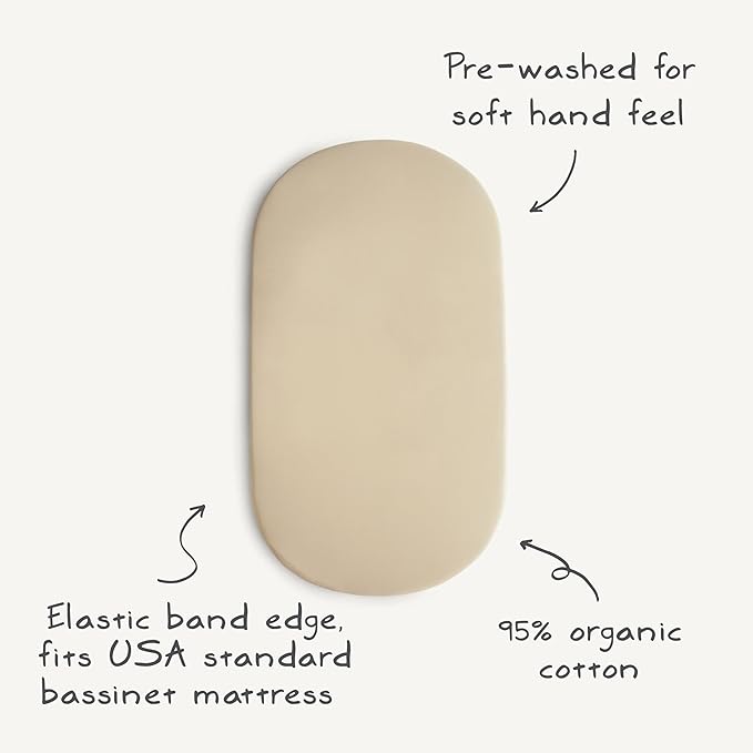 mushie Stretchy & Soft Bassinet Crib Sheet | Fitted 16" x 30" (Rainbows)