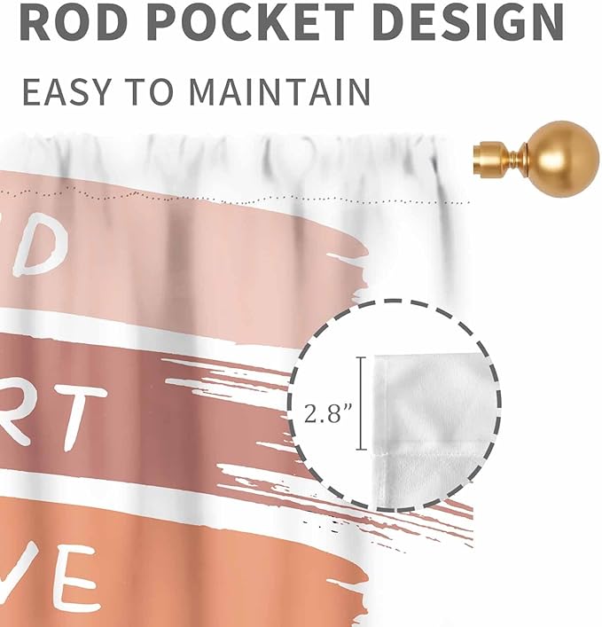 Rainbow Curtains for Classroom, Kids Girls Baby Boho Cute Inspirational Motivational Quotes Cartoon Colorful Pastel Nursery Classroom Bedroom Living Room Bathroom Window Drapes 2 Panels, 84"x63" Inch