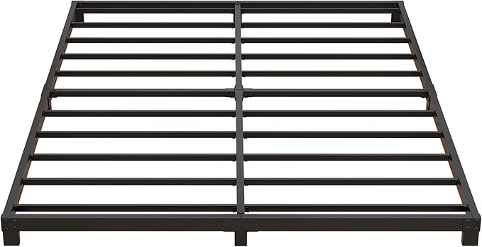 3 Inch Bed Frame Queen Size Low Profile, Queen Bed Frame No Box Spring Needed, Heavy Duty Metal, Easy Assembly, Black