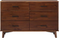 Walker Edison Sloane 6-Drawer Solid Wood Dresser with Metal Handles, 52 Inch, Walnut