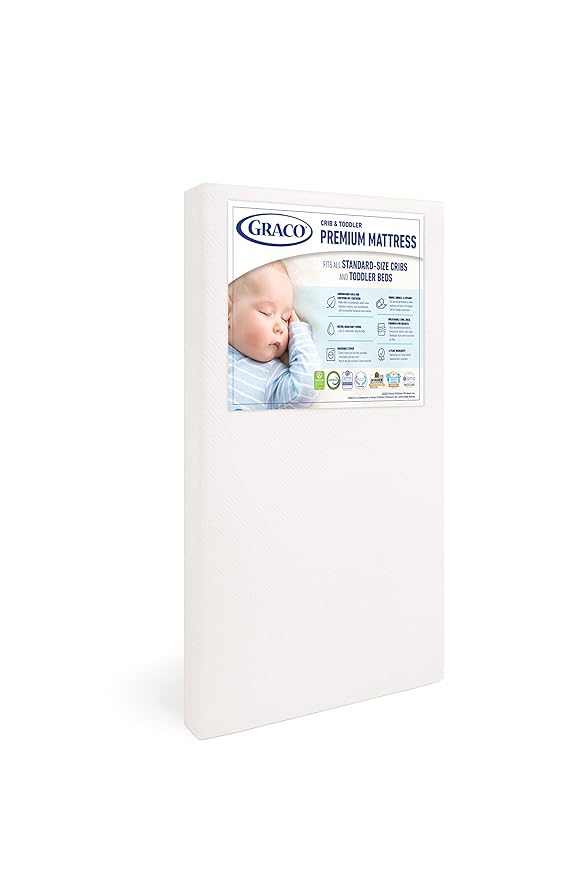 Graco Theo Crib and Mattress Nursery Essentials Pack (Black) – GREENGUARD Gold Certified Baby Crib & Crib Mattress, Cribs with Mattress Included