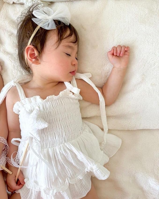 Meihuida Newborn Baby Girl Sleeveless Rompers Summer Clothes Cotton Bodysuit with Headband