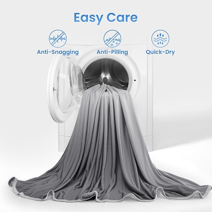 LUXEAR Gradient Cooling Blanket, Double-Sided Q-Max>0.5 Arc-Chill Summer Cold Blanket for Bed Sofa Chair Travel, Absords Heat to Keep Body Cool for Hot Sleeper & Night Sweats Adult Kids - Throw Gray
