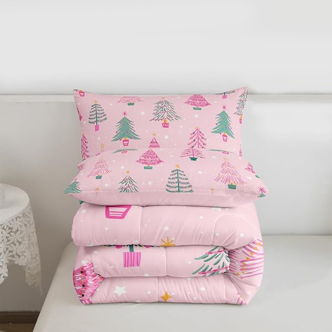 Feelyou Xmas Comforter Set Full Size Christmas Tree Bedding Set for Kids Boys Girls Christmas Decor Duvet Quilt New Year Gift Bedroom Decor Microfiber 3 Pcs with 2 Pillow Cases