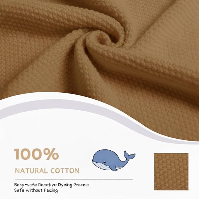 Cotton Baby Blanket with Ruffle Edge Soft Breathable Newborn Blanket for Boys & Girls, Lightweight Knit Throw for Crib, Stroller & Nursery Multiple Colors Available Mocha 28x36