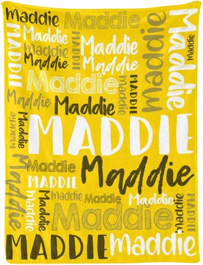 Dr.TOUGH Personalized Blankets with Name Customized Baby Blankets for Girls Boys Adults Monogrammed Blankets and Throws Christmas Birthday Mothers Fathers Valentines Day Gift (Gold,30''×40'')