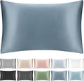 100% Mulberry Silk Pillowcase for Hair and Skin,Both Sides Natural Silk Bed Pillow Case with Hidden Zipper,19 Momme Grade 6A,1pc,Ash Blue,Standard Size 20x26 Inches