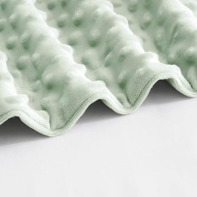 david's kids Micro Fleece Minky Baby Blanket for Girls with Double Layer and Soothing Raised Dots, Breathable and Soft Lightweight Receiving Blanket for Newborns 30x40 Inches, Sage Green