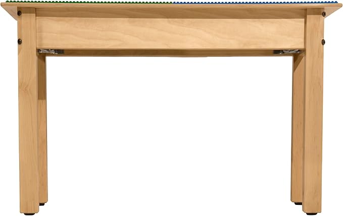 Time-2-Play 30.75" W Rectangular Birch Plywood Blue & Green Lego Compatible Play Table with Shelf for Kids, Children's Table with 16" Long Legs for Playroom [Greenguard Gold Certified]