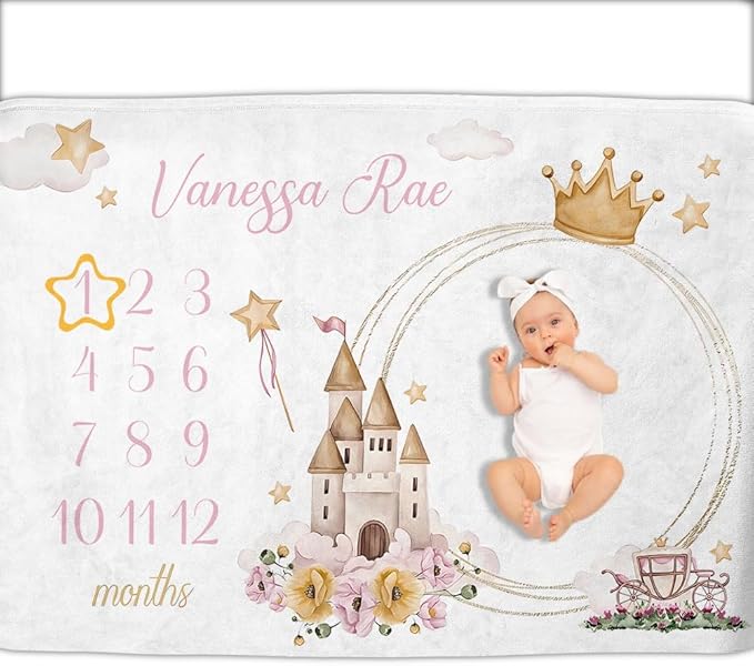 OLIVE OLIVIA Personalized Gifts for Baby with Customized Name, Baby Monthly Milestone Blanket for Baby Girl Boy, Baby Blanket, Perfect Custom Baby Blanket Gifts,60"x80"