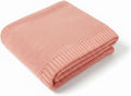 Baby Knit Blanket Soft Cotton Lightweight Newborn Blanket for Crib Stroller Toddler Nursery Shower Gift Cozy Breathable Travel Swaddle Wrap Rose Pink 30 x 30 Inches