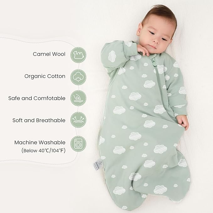Unisex Sleeping Bag for Babies and Toddlers 1.0 Tog Sleep Sack 6-18 Months, Newborn Sleep Sack, Wearable Blanket Baby, One Piece Long Sleeves, Gifts for Baby