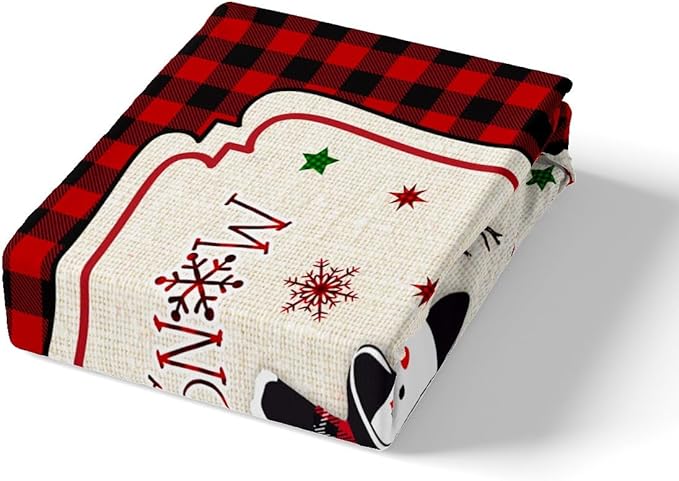 Manfei Cute Snowman Duvet Cover Set Twin Size, Xmas Trees Snowflake Comforter Cover with 1 Pillowcase, Christmas Theme Red Plaid Bedding Set 2pcs for Kids Girls New Year Bedspread Cover,No Comforter