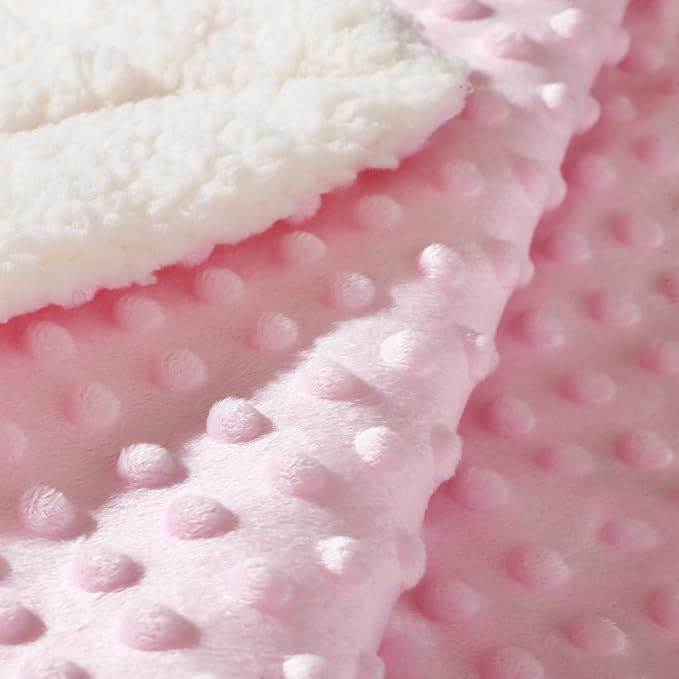 CREVENT Cozy Soft and Warm Sherpa Baby Blanket for Infant Toddler's Crib Cot Stroller Gift for Baby Girls All Season Use(30"X40" Pink Dot)