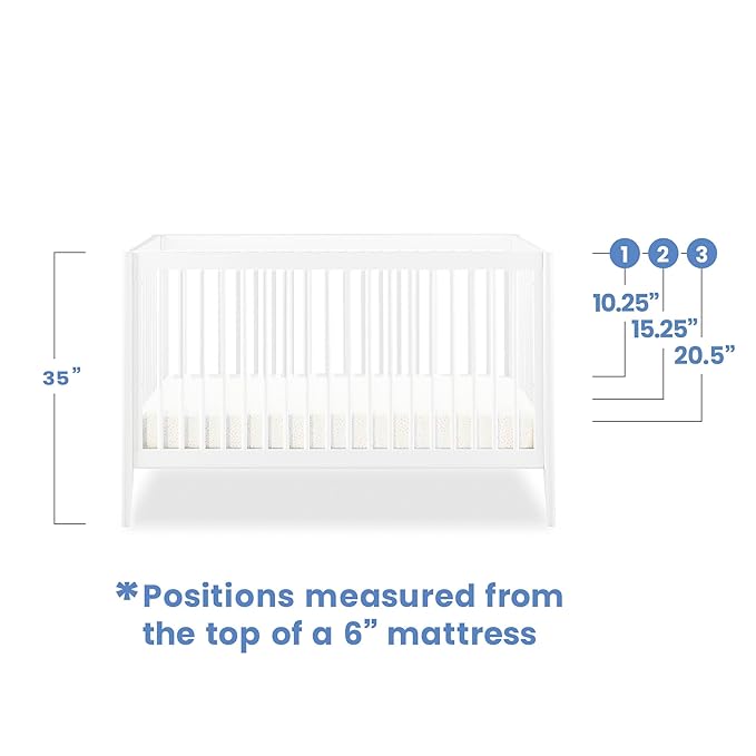 Delta Children Casey 4-in-1 Convertible Crib - Greenguard Gold Certified, Bianca White