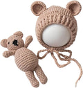 Zeroest Newborn Baby Boy Girl Photography Props Bear Hat Outfits Crochet Kint Handmade Cap Set for Newborn Photo Shoot