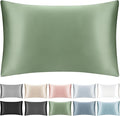 100% Mulberry Silk Pillowcase with Hidden Zipper,Both Sides Pure Silk Breathable Pillow Case for Hair and Skin,19 Momme Grade 6A,1pc,Sage Green,Queen Size 20x30 Inches
