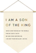 Homeschool Decor Boy Nursery Decor, I am a Son of the King Banner, Christian Religious Bible Verse Wall Hanging Pennant Flag for Boys Bedroom Playroom, Inspirational Wall Decor