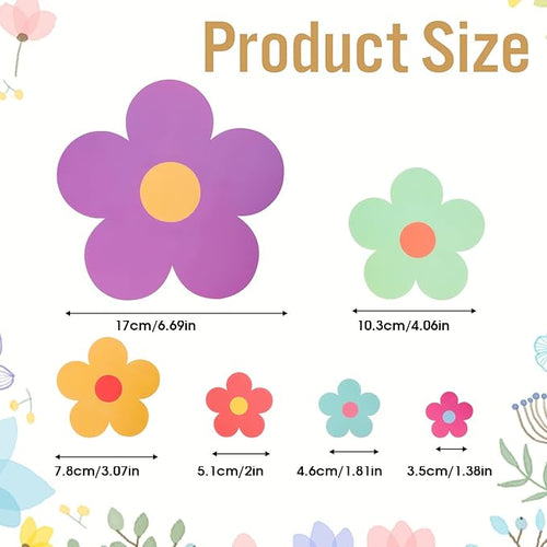 9 Sheets Colorful Daisy Wall Stickers, Removable Flowers Self-Adhesive Sticker, Cute PVC Floral Wall Decor, Aesthetic Gift for Girls Teen Nursery Bedroom Dorm Kindergarten